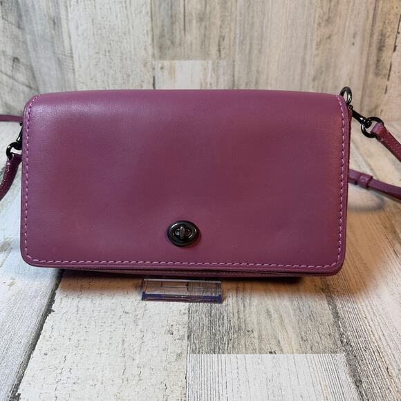 Coach Dinky Special Edition Plum-Primrose Leather Turnlock 